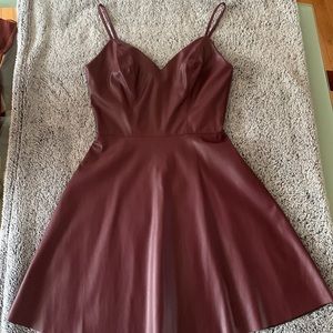 Design Lab Dress Faux Leather Burgundy Dress